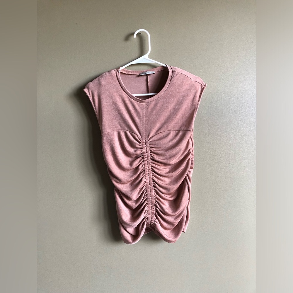 New Zara dusty pink sleeveless central ruching top size medium